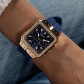 Guess Libra Crystals Blue Dial Blue Silicone Strap Watch For Women - GW0618L2