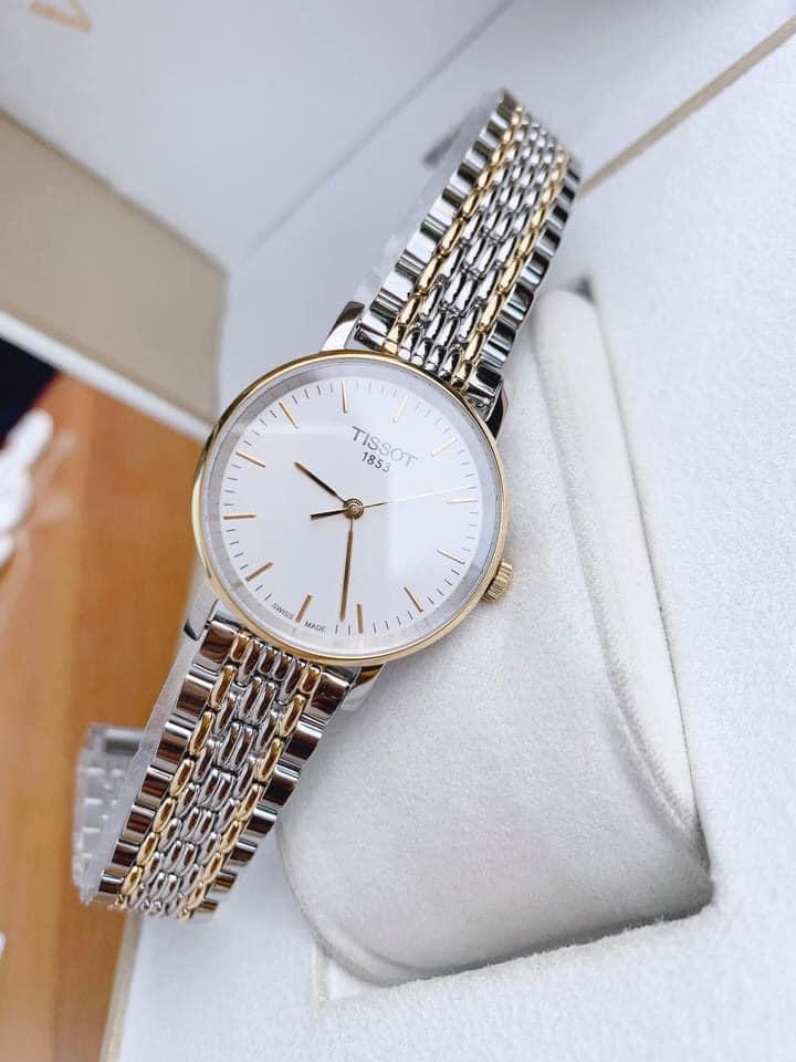 Tissot T Classic Everytime Small White Dial Two Tone Mesh Bracelet Watch For Women - T109.210.22.031.00