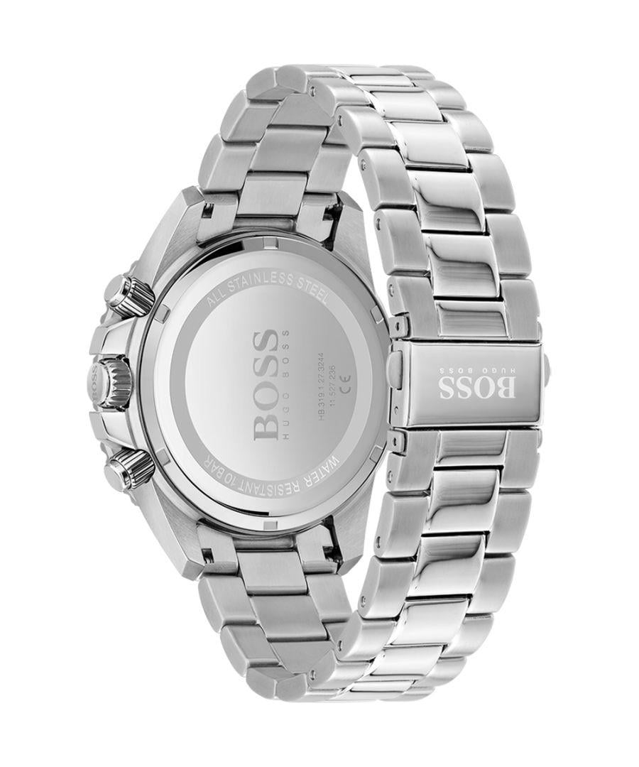Hugo Boss View Chronograph Black Dial Silver Steel Strap Watch For Men - 1514008