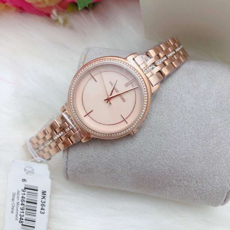 Michael Kors Cinthia Mother of Pearl Rose Gold Dial Rose Gold Steel Strap Watch for Women - MK3643