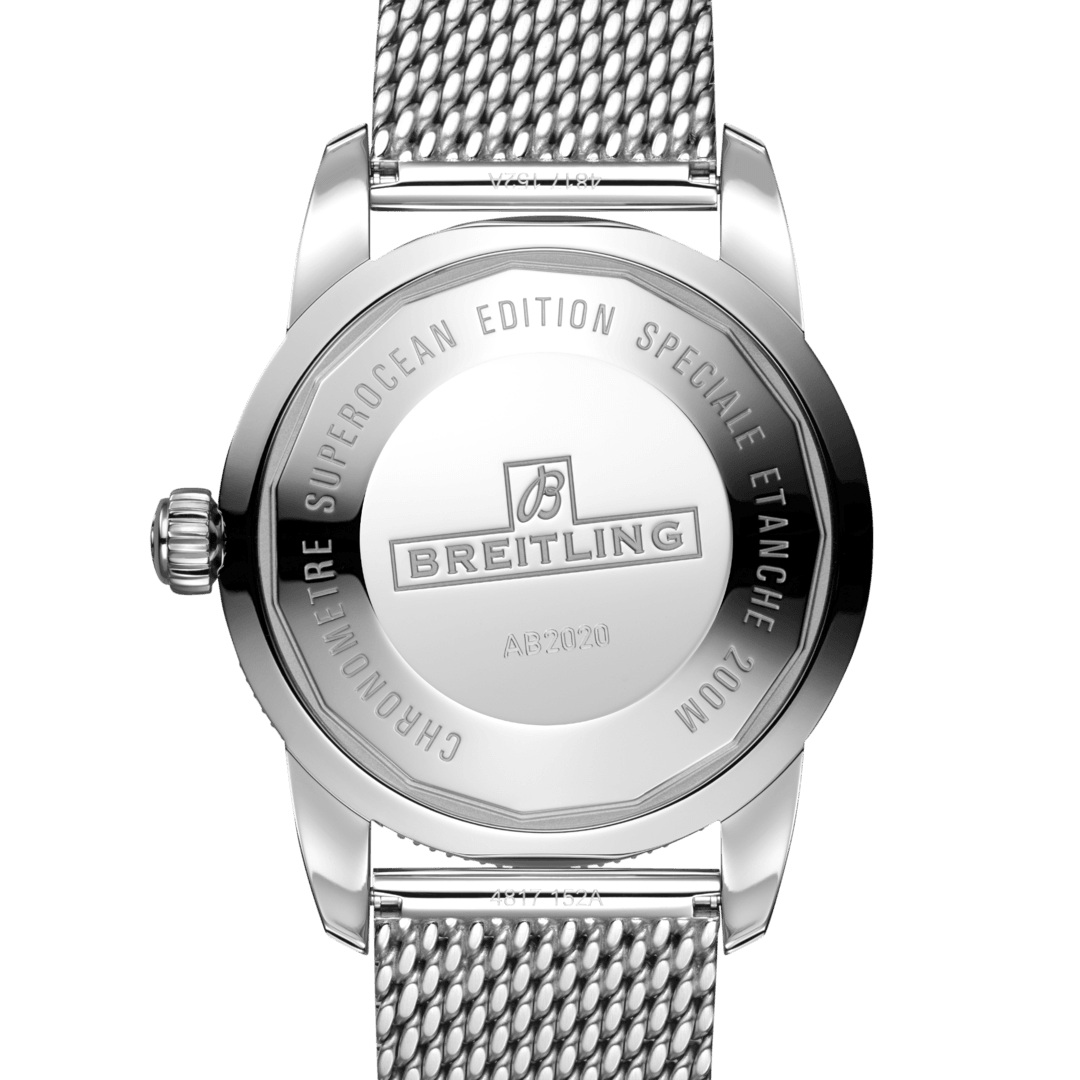 Breitling Superocean Heritage B20 Automatic 46 Black Dial Silver Mesh Bracelet Watch for Men - AB2020121B1A1