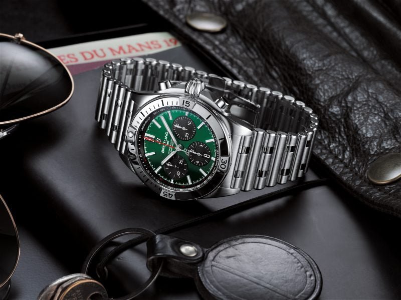 Breitling Chronomat B01 42mm Green Dial Silver Steel Strap Watch for Men - AB01343A1L1A1