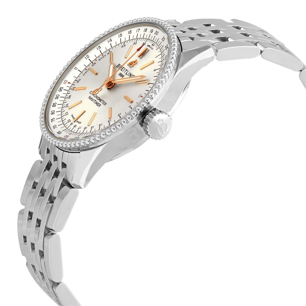 Breitling Navitimer Automatic 35 White Dial Silver Steel Strap Watch for Men - A17395F41G1A1