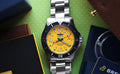 Breitling Superocean II Automatic 44mm Yellow Dial Silver Steel Strap Watch for Men - A17367021I1A1