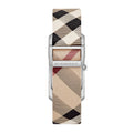 Burberry The Pioneer Silver Dial Haymarket Beige Leather Strap Watch for Women - BU9406