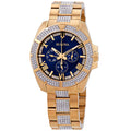 Bulova Crystal Collection Blue Dial Gold Steel Strap Watch for Men - 98C128