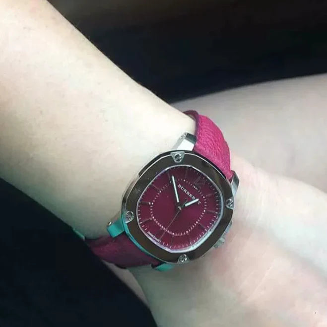 Burberry The Britain Pink Dial Pink Leather Strap Watch for Women - BBY1715