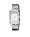 Burberry Nova Check Square White Dial Silver Steel Strap Watch for Women - BU1572