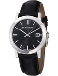 Burberry The City Black Dial Black Leather Strap Watch for Men - BU9009