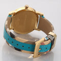 Burberry The City Gold Dial Turquoise Leather Strap Watch for Women - BU9018
