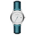 Burberry White Dial Turquoise Leather Strap Watch for Women - BU9120
