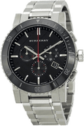 Burberry The City Black Dial Silver Steel Strap Watch for Men - BU9380