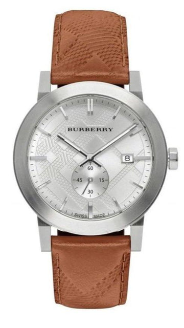 Burberry The City Silver Dial Brown Leather Strap Watch for Men - BU9904