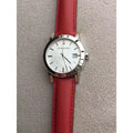 Burberry The City Silver Dial Red Strap Watch for Women - BU9232