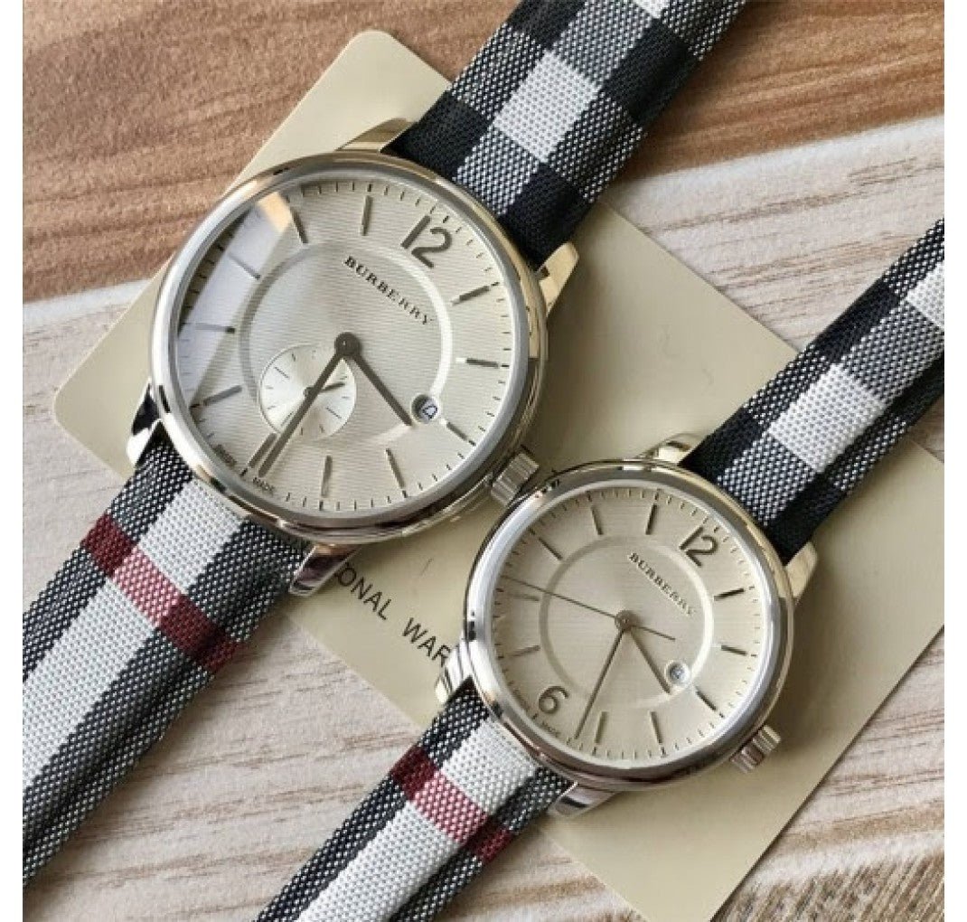 Burberry The Classic Horseferry Silver Dial Black Leather Strap Watch for Men - BU10002