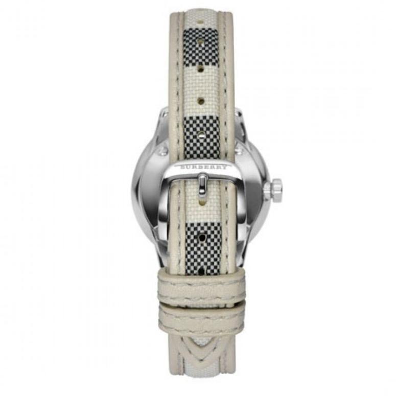 Burberry Classic Stone Silver Dial Horseberry Black Leather Strap Watch for Women - BU10103
