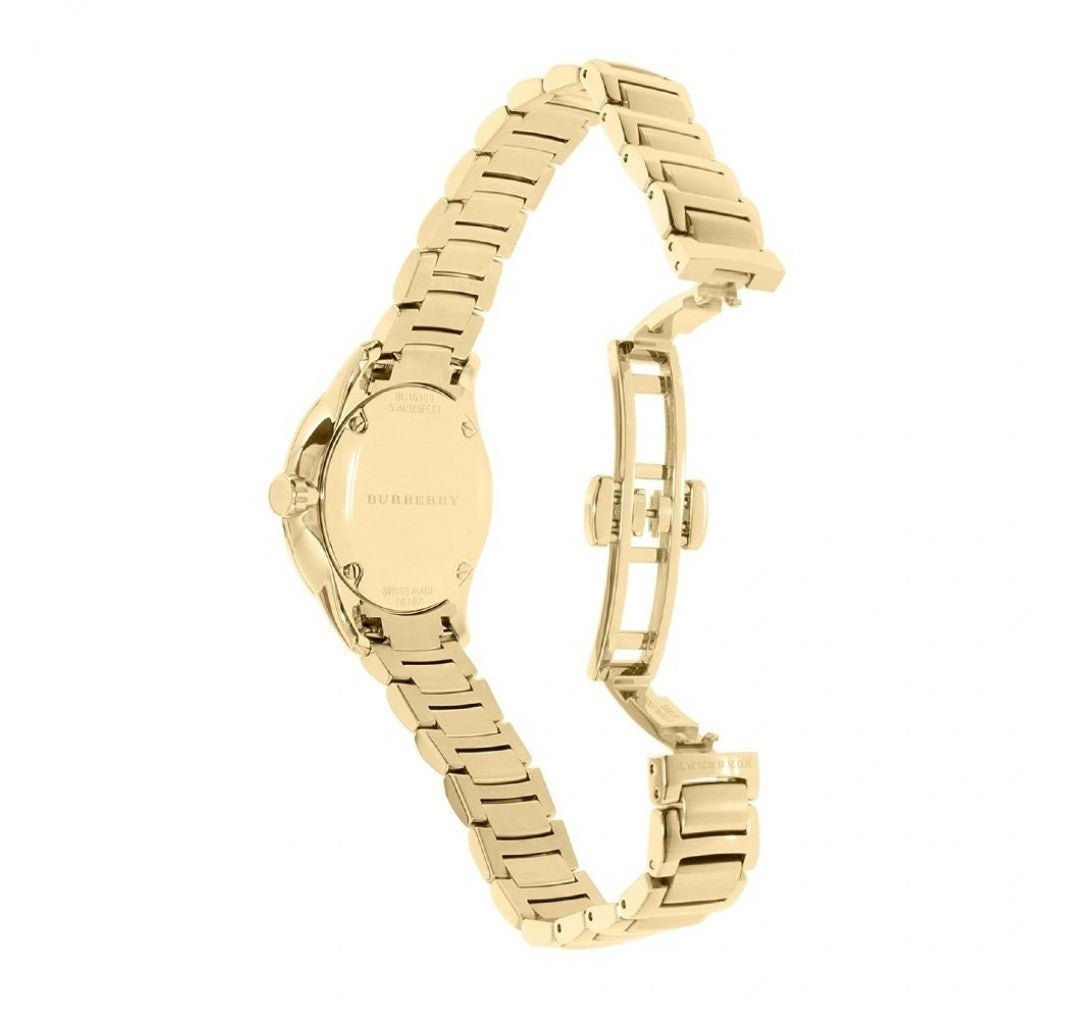 Burberry The Classic Champagne Dial Gold Steel Strap Watch for Women - BU10109