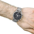 Emporio Armani Luigi Black Dial Silver Steel Strap Watch For Men - AR1894
