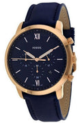 Fossil Neutra Chronograph Blue Dial Blue Leather Strap Watch for Men - FS5454