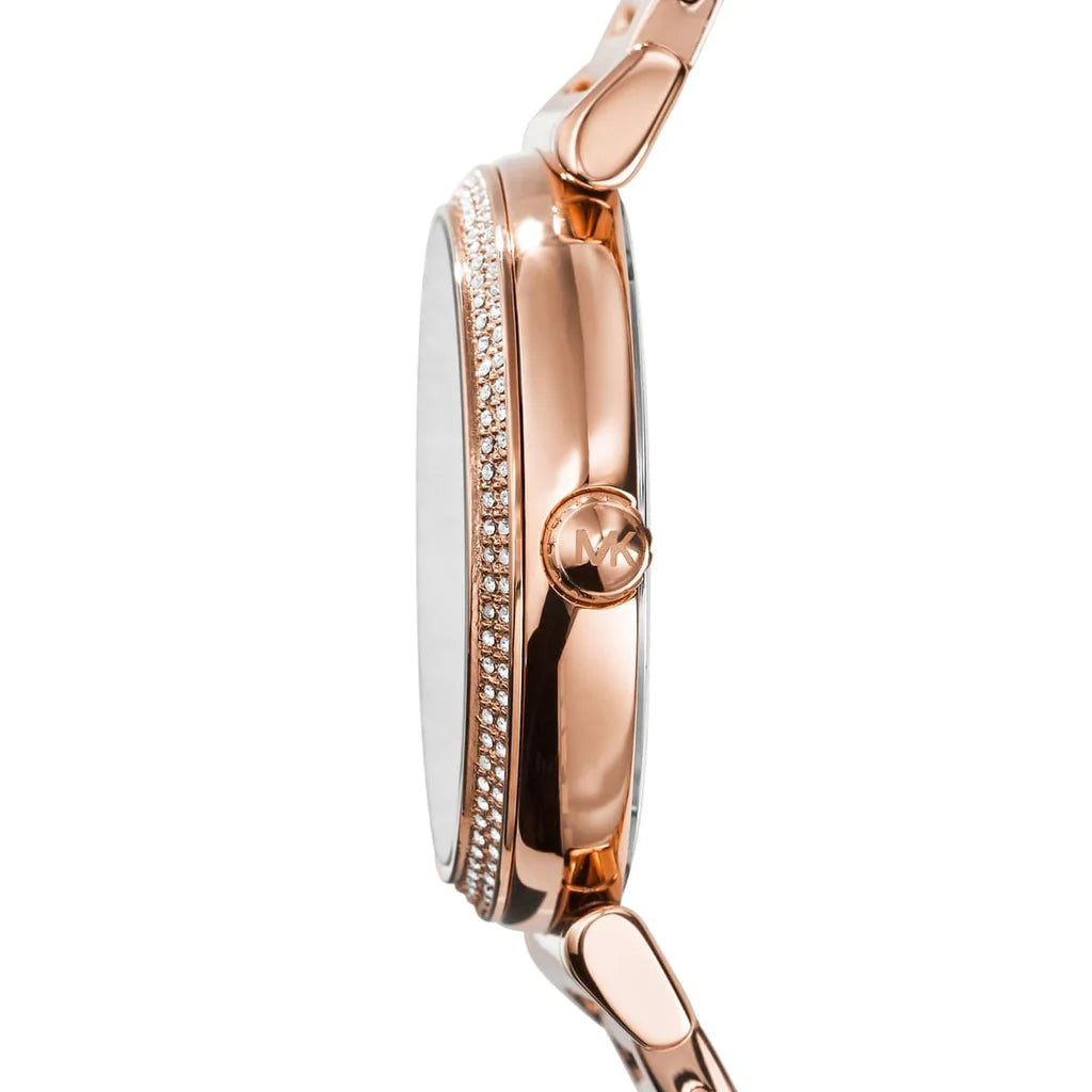 Michael Kors Catlin Black Dial Rose Gold Steel Strap Watch for Women - MK3339