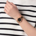Daniel Wellington Iconic Link Black Dial Rose Gold Steel Strap Watch for Women - DW00100210