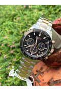 Hugo Boss Here Chronograph Black Dial Two Tone Steel Strap Watch for Men - 1513757