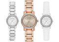 Burberry The City Diamonds Silver Dial White Leather Strap Watch for Women - BU9221