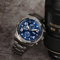 Fossil Bronson Chronograph Blue Dial Grey Steel Strap Watch for Men - FS5711
