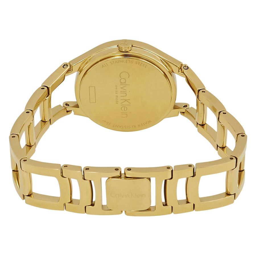 Calvin Klein Class White Dial Gold Steel Strap Watch for Women - K6R23526