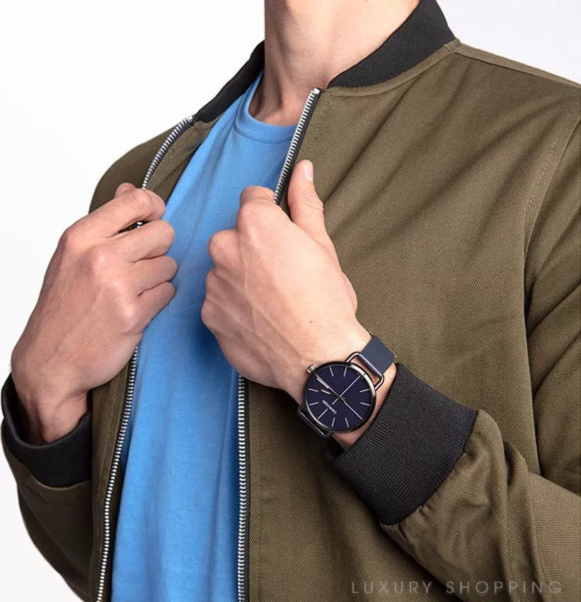 Calvin Klein Even Blue Dial Blue Leather Strap Watch for Men - K7B214VN