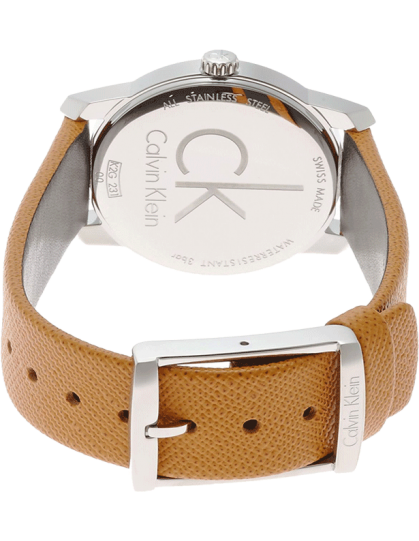 Calvin Klein City Silver Dial Orange Leather Strap Watch for Women - K2G231G6