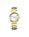 Calvin Klein City White Dial Gold Steel Strap Watch for Women - K2G23546