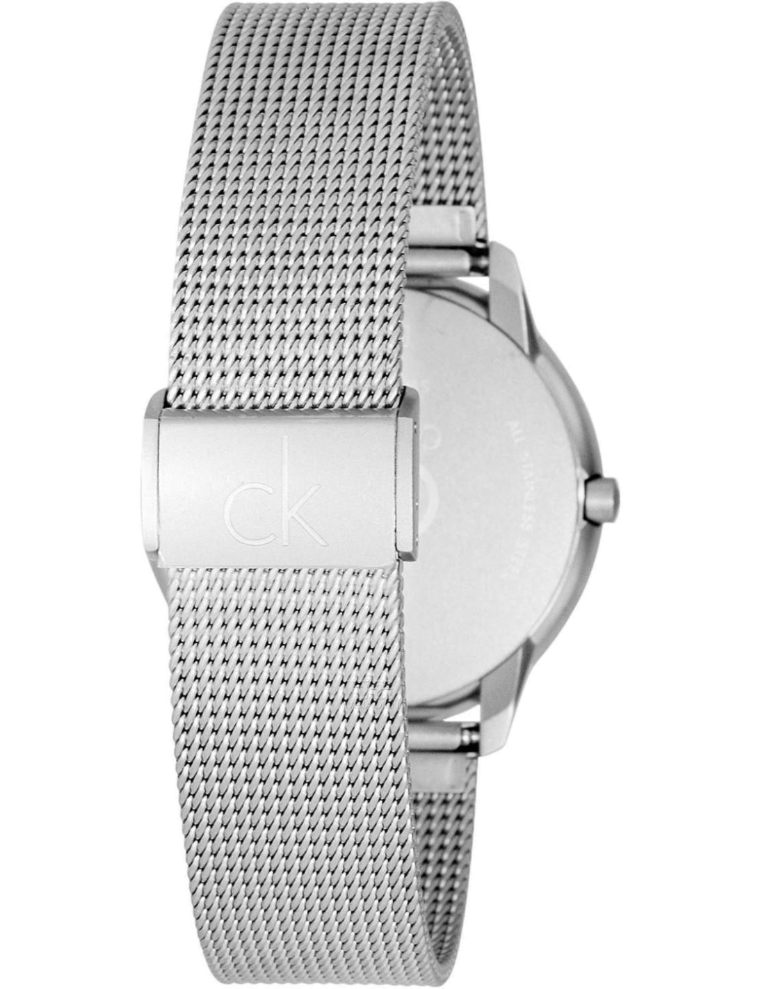 Calvin Klein Minimal White Dial Silver Mesh Bracelet Watch for Women - K3M23126