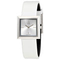 Calvin Klein Mark Silver Dial White Leather Strap Watch for Women - K3R231L6