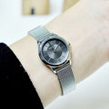 Calvin Klein Minimal Grey Dial Silver Mesh Bracelet Watch for Women - K3M23124