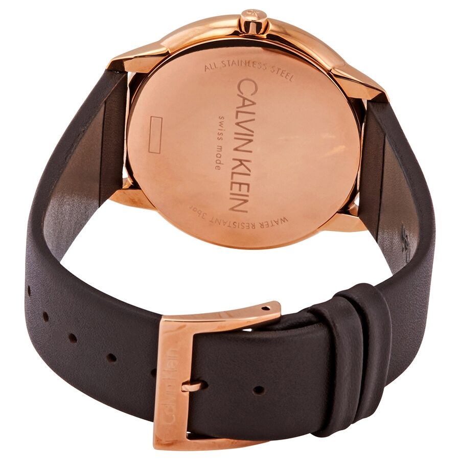 Calvin Klein Minimal White Dial Brown Leather Strap Watch for Men - K3M216G6