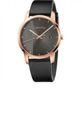 Calvin Klein City Quartz Grey Dial Black Leather Strap Watch for Men - K2G2G6C3