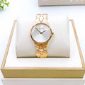Calvin Klein Snake Silver Dial Yellow Gold Steel Strap Watch For Women - K6E23546