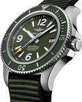 Breitling Superocean Automatic 44mm Outerknown Green Dial Green Nylon Strap Watch for Men - A17367A11L1W1