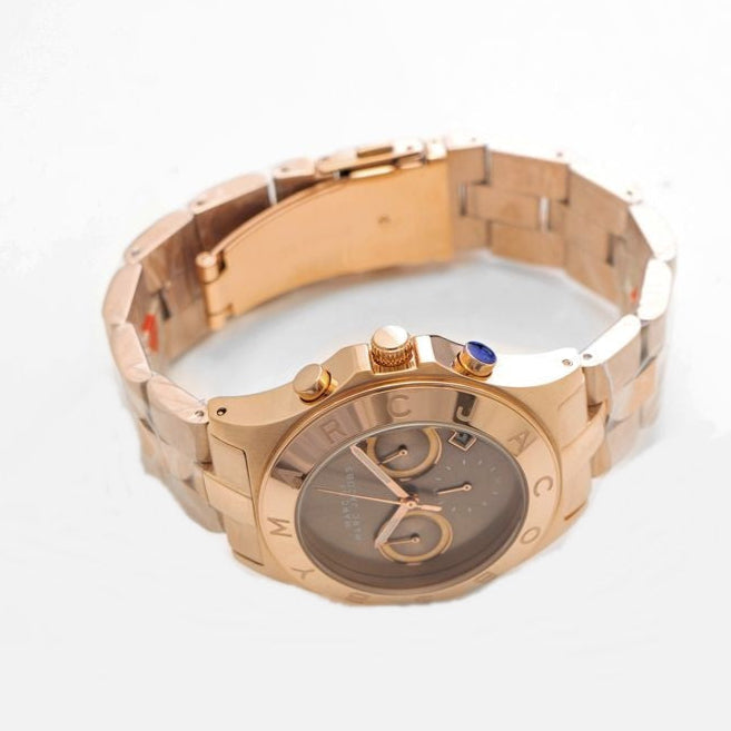 Marc Jacobs Blade Chronograph Brown Dial Rose Gold Steel Strap Watch for Women - MBM3308