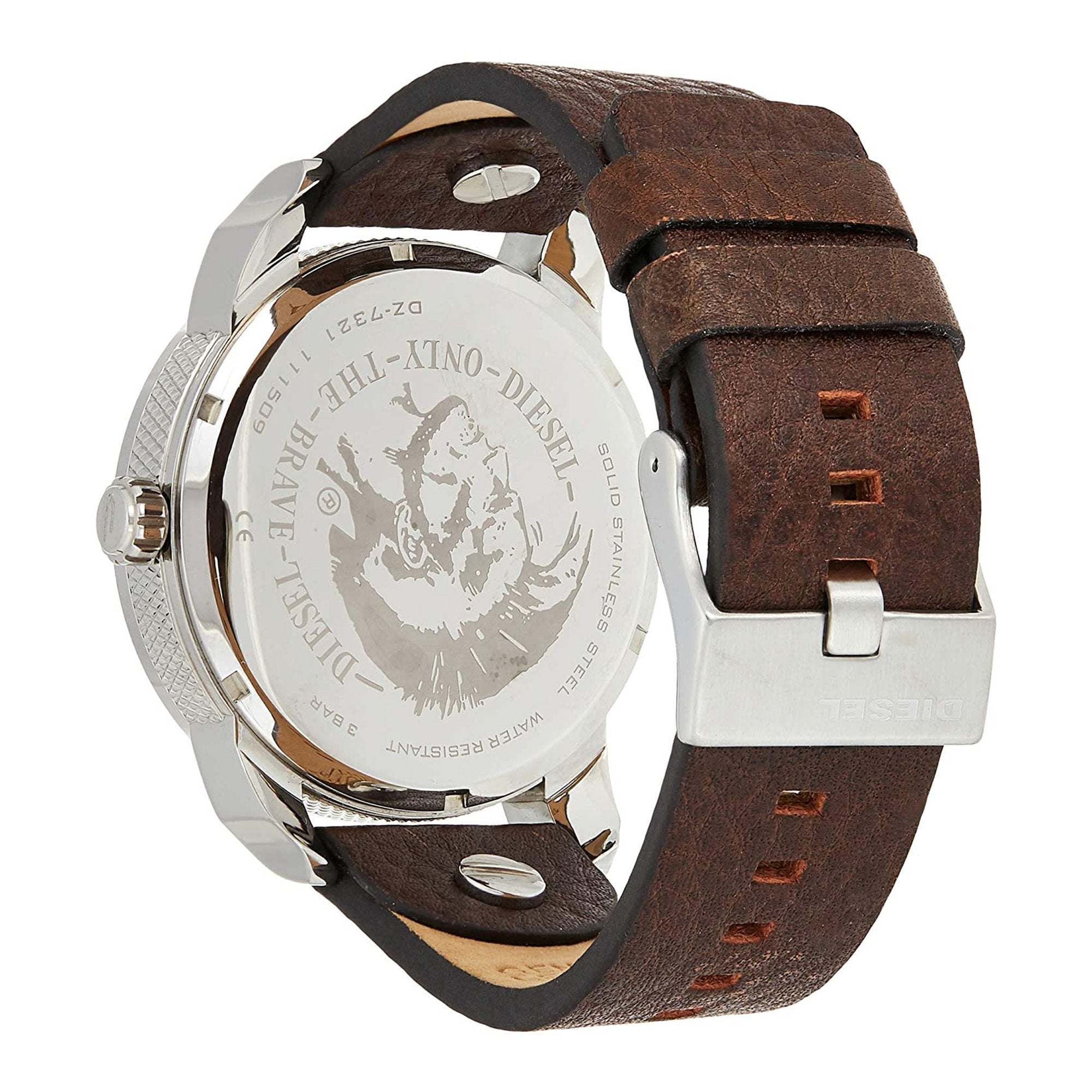 Diesel Mini Daddy LIght Blue Dial Brown Leather Strap Watch For Men - DZ7321