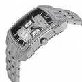 Bulova Crystal Collection Black Dial Silver Steel Strap Watch for Men - 98C108