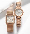 Guess Highline Off White Dial Rose Gold Stainless Steel Mesh Strap Watch For Women - W0826L3