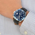 Fossil Wakefield Chronograph Blue Dial Black Leather Strap Watch for Women - CH2945