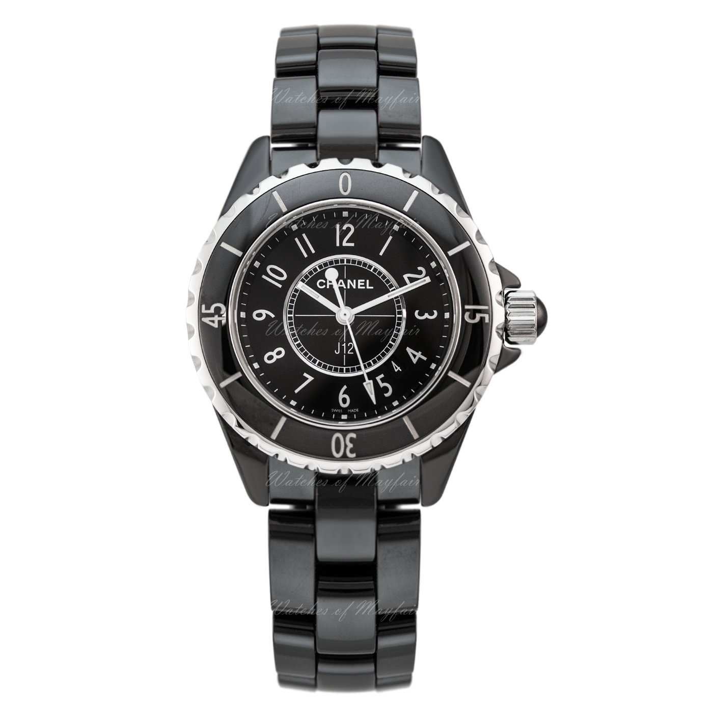 Chanel J12 Quartz Ceramic Black Dial Black Steel Strap Watch for Women - J12 H0682