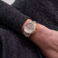 Guess Moonlight Multi Function Diamonds White Dial Rose Gold Steel Strap Watch for Women - GW0320L3