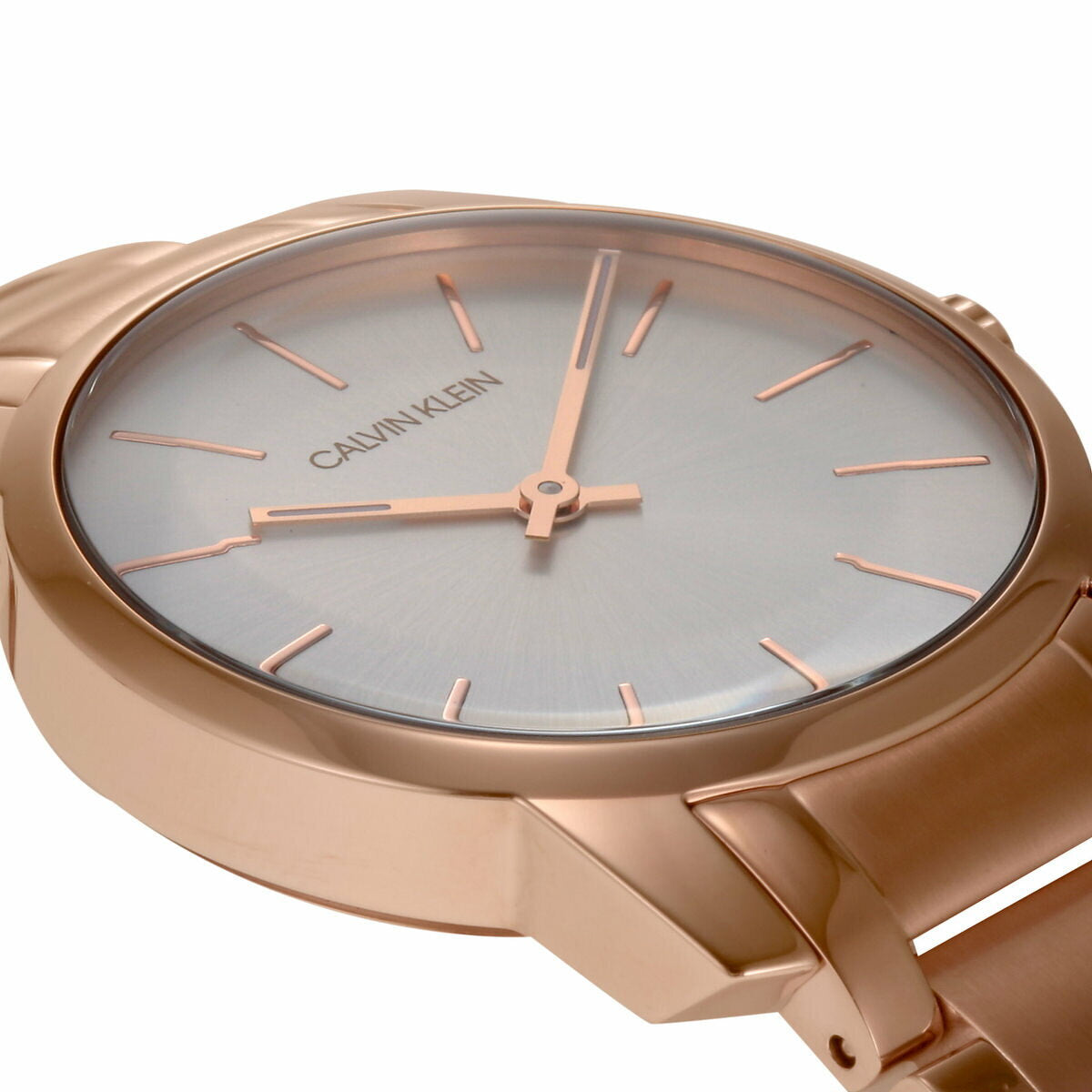 Calvin Klein City White Mother of Pearl Dial Rose Gold Steel Strap Watch for Women - K2G23646