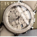 Burberry The City Chronograph Rose Gold Dial Beige Leather Strap Watch For Women - BU9702