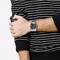 Fossil Grant Chronograph Black Dial Silver Steel Strap Watch for Men - FS4736