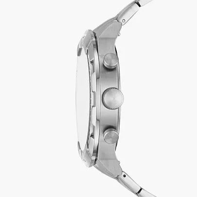 Fossil Bronson Chronograph Black Dial Silver Steel Strap Watch for Men - FS5710